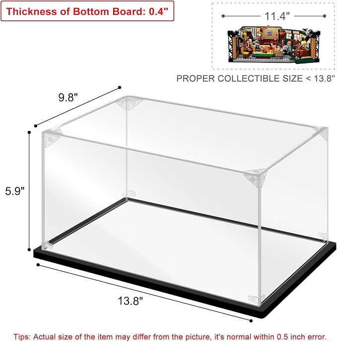 Innovny Acrylic Display Case for Collectibles & Lego 21319 Building Kits - Clear Case for Action Figures & Car Model Toys (Black, 13.8*9.8*5.9 inch) - Image 2