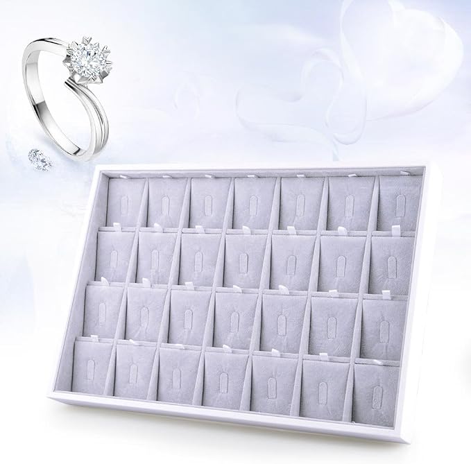 Velvet Stackable Jewelry Tray 28 Grids Rings Organizer Display Showcase Jewelry Display Tray - Image 2