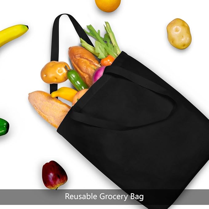 TOPDesign 12-Pack Cotton Tote Bags with 4" Gusset, 15"x16"x4" Economical Lightweight Reusable Grocery Shopping Cloth Bags, Bulk Blank Plain Totes for DIY, Vinyl, Sublimation, Gift (Black) - Image 6