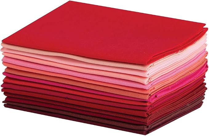 Color Wheel Solid Precut 15 pcs 18"x22" 100% Cotton Quilting Fabric Bundle Fat Quarter (Rouge) - Image 2