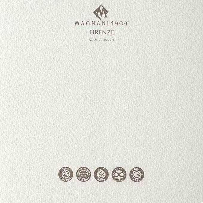 Magnani 1404 Firenze 100% Cotton Acrylic Paint Paper Pad, 9x12 188 lb. 15 Heavyweight Sheets, Rough Texture, Vegan Sizing, Natural White Acrylic Paper Pad for Acrylic, Gouache, Ink & Watercolor - Image 3