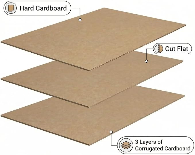 Flat Cardboard Sheets for Crafts - 8.5x11 Inch Bulk Corrugated Cardboard Sheets & 3 mm Thick Chipboard for Mailer Inserts & Dividers - Craft Board & Backing Board for DIY Crafts,100 pack - Image 6