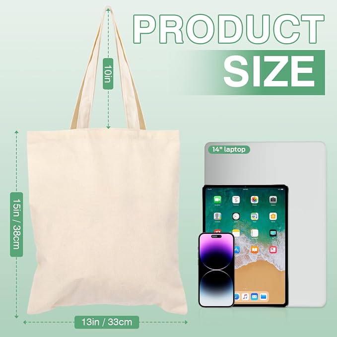 Lzerking 36/50/120 Pack Canvas Tote Bag Bulk for Business or Group - Image 3