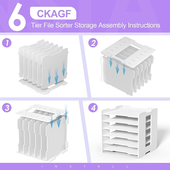 12x12 Paper Organizer, 6 Tier Stackable Scrapbook Paper Storage | Holds 12x12 scrapbook paper, cardstock, and craft supplies with 6 compartments for organized desks, craft rooms, and studios - Image 7