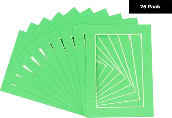 12x18 Mat for 16x20 Frame - Precut Mat Board Acid-Free Bright Green 12x18 Photo Matte For a 16x20 Picture Frame, Premium Matboard for Family Photos, Show Kits, Art, Picture Framing, Pack of 25 Mats - Image 2
