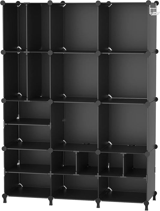 AWTATOS Cube Storage Closet Organizer Storage 12 Cube Shelves, Large and Small Cubes, DIY Portable Closet Clothes Storage Shelfs for Home, Bedroom, Black