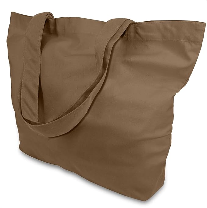 TOPDesign 1-Pack Super Strong Large 12oz Cotton Canvas Tote Bag, Reusable Grocery Shopping Cloth Bag, Fashionable Two-Tone Tote for Crafts, DIY Your Creative Designs by TOPDesign