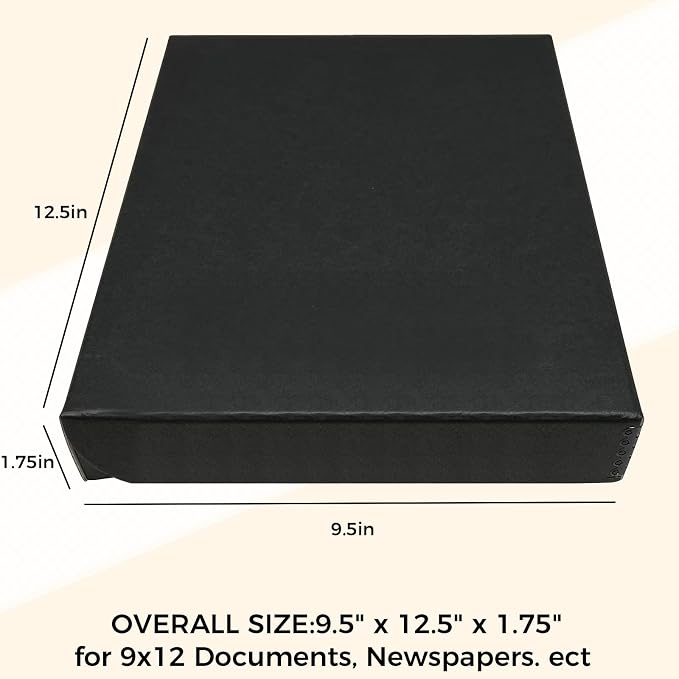 Golden State Art, Clamshell Archival Folio Storage Box 9x12 Inch, Black | Acid-Free Photo Box with Metal Edge Corner, Preserve And Store Paper Documents Cards Prints Arts and Crafts DIY Projects - Image 2
