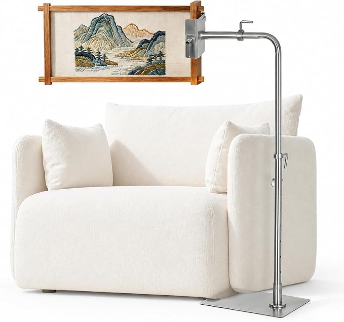 Workstand with Side Clamp for Lowery Stands, 360° Adjustable Needlepoint Stand with Dual Anti Slip Pads, Metal Embroidery Stand Frame Holder, Fits Q Snap Frames and Scroll Rods up to 20" Wide by Lonsge