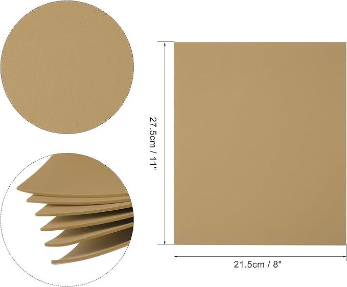 Boxonly EVA Foam Sheets Roll for Cosplay Halloween Model Making Mounting Photos Presentations DIY Arts and Crafts EVA Craft Foam Sheets Craft Sheet Light Brown 275 x 215 x 1.7mm 6pcs - Image 2