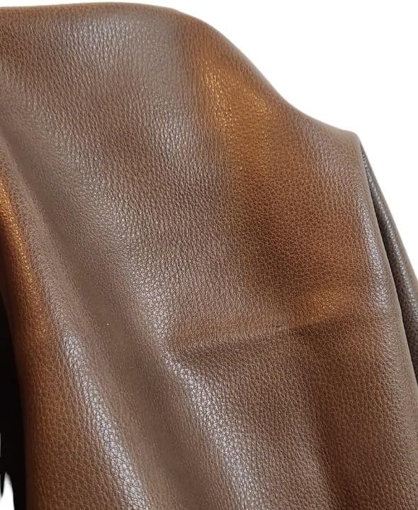 Soft Faux Leather Fabric PU (Peta Approved Vegan) Leather by the Yard Synthetic Pleather 0.9 mm Nappa 54 inch Width Soft Smooth Upholstery (Walnut, BY THE Yard) by NATLeathers