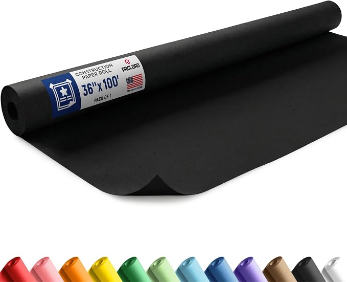Black Construction Paper Roll 36" x 100 ft – Made in USA – 36" Bulletin Board Paper for Classroom & School, Teachers & Kids | Bulletin Board Paper for School Projects, Arts & Crafts, DIY Decorations, Gift & Flower Wrapping by Paclord