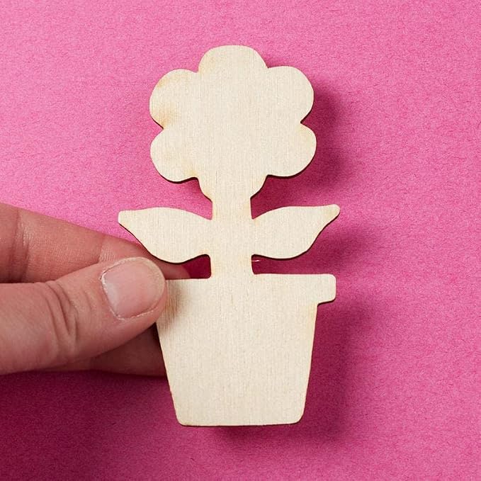 Pack of 24 Unfinished Wooden Flower Cutouts by Factory Direct Craft - Blank Wooden Craft Shapes to Paint as Daisy Flowers Fun DIY Project (Size: 4" x 2-1/4") - Image 3