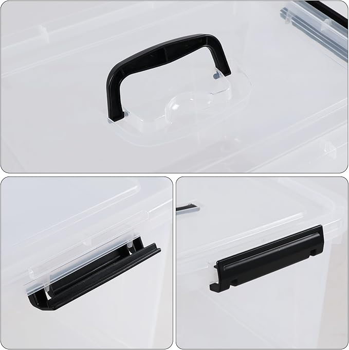 20 Quarts Plastic Storage Latches Box with Lid, Clear Latching Storage Bin, 4 Packs - Image 3