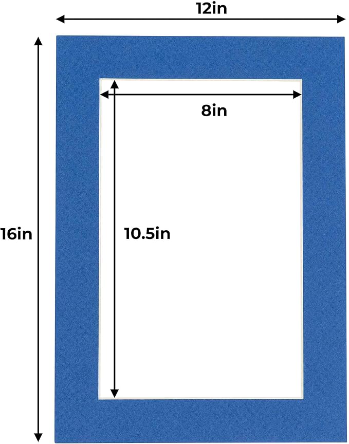 8.5x11 Mat for 12x16 Frame - Precut Mat Board Acid-Free Royal Blue 8.5x11 Photo Matte For a 12x16 Picture Frame, Premium Matboard for Family Photos, Show Kits, Art, Picture Framing, Pack of 10 Mats - Image 4