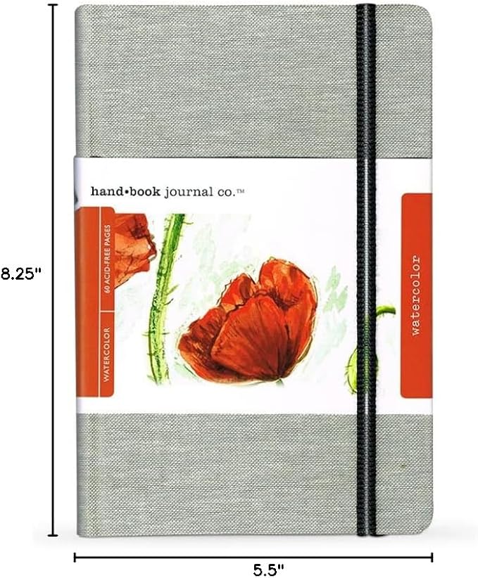 Handbook Watercolor Journal, 8.25"x5.25" Large Portrait, 95lb/200gsm Cold Press Paper, Travelogue, Natural European Linen Cover - Image 4