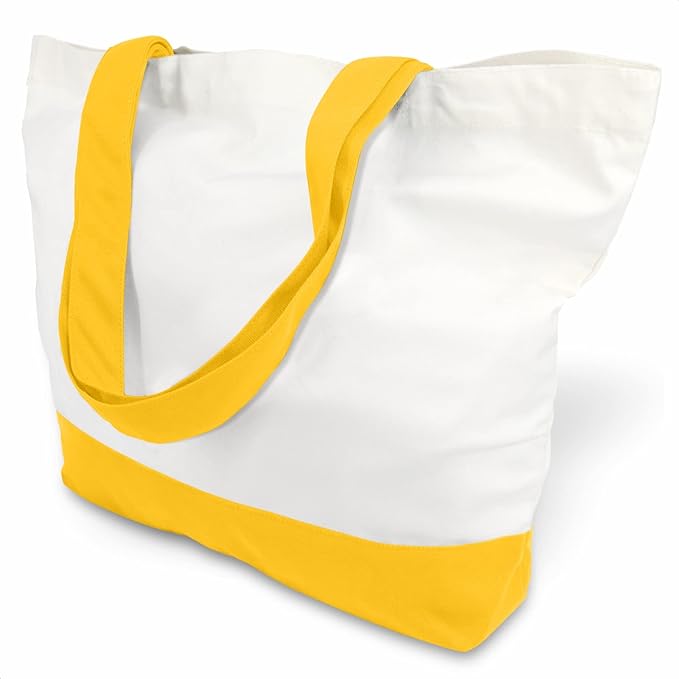 TOPDesign 1-Pack Super Strong Large 12oz Cotton Canvas Tote Bag, Reusable Grocery Shopping Cloth Bag, Fashionable Two-Tone Tote for Crafts, DIY Your Creative Designs by TOPDesign