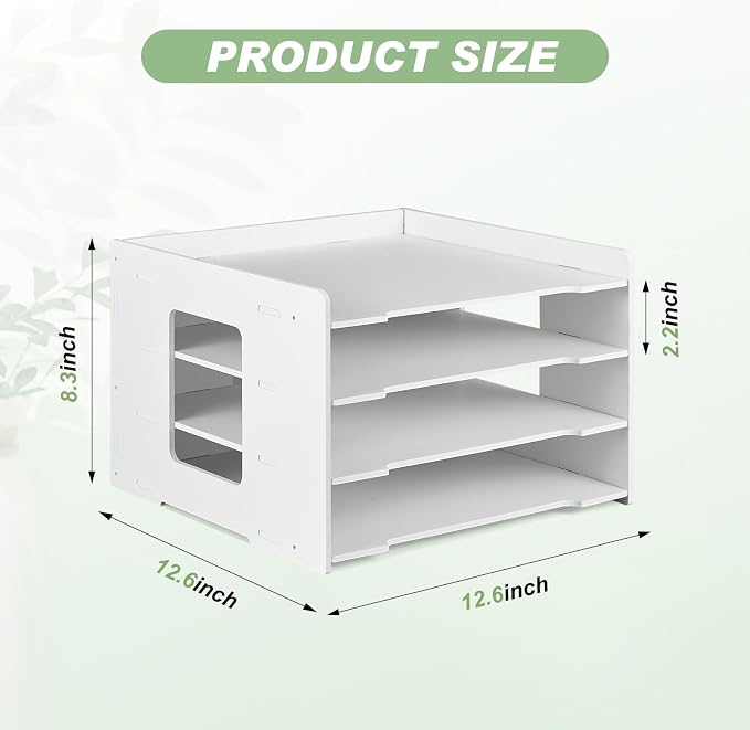 2 Pack 4 Tier Scrapbook Paper Organizer 8.3 x 12.6 x 12.6 Inch Stackable Paper Storage Holder for Desk Desktop File Organizer for Home Office Classroom School - Image 3