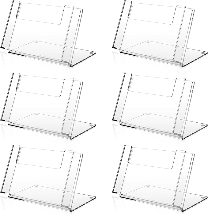 6 Pcs Clear Acrylic Postcard Holder 4 x 6 In Brochure Organizer | Photo Greeting Card Display, Restaurant Menu Place Cards Holder, Anti-tip Wide Base, Transparent Scratch Resistant Acrylic by Threehoney