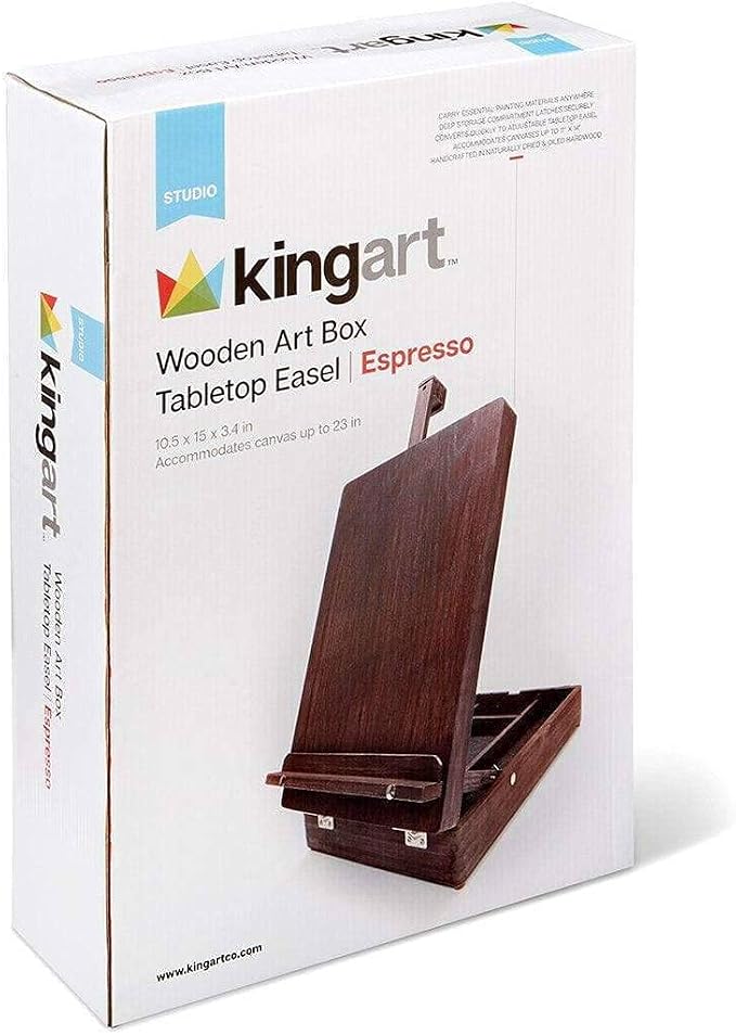 KINGART Adjustable Wood Table Sketchbox Easel, Premium Beechwood Espresso Stain - Portable Artist Desktop Storage Case, Hold All Supplies - Image 3