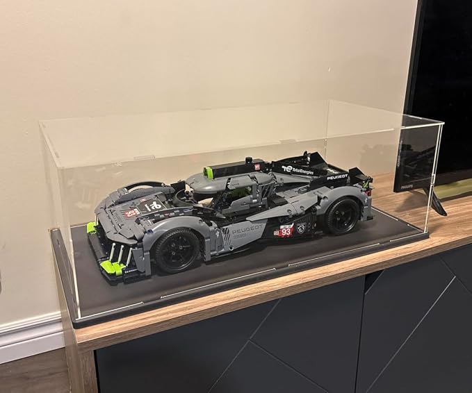 Choowin Acrylic Display Case for Lego Lamborghini Sian McLaren P1 Porsche 911 Ferrari SP3 for Lego Car Display Thickened Clear Display Cases for Collectibles Assemble Dustproof Display Box(White Base) - Image 7