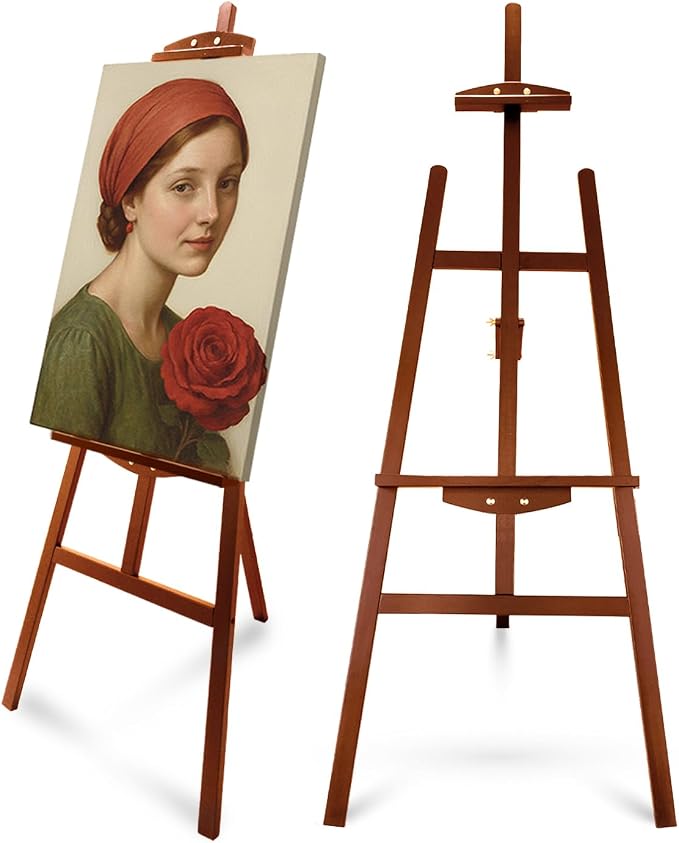 Pine Wood A-Frame Art Easel Stand,Foldable Wooden Easel for Painting,Walnut | Adjustable wooden painting easel hold up to 41"canvas,Wood easel for display home studio outdoor wedding student adult artist by Easwdspk