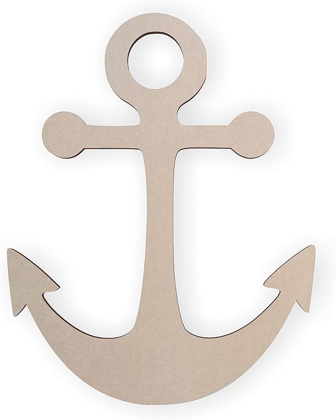 Jess and Jessica Wooden Anchor Wall Art 16 Inches – Home Decor Accent for Wall Hanging and DIY Crafts, Unfinished MDF Anchor Wood Cutout for Living Room, Bedroom or Nautical Seaside Decor by JessandJessica-HMv1