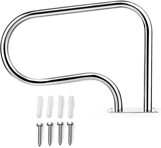 Goplus Pool Handrail, 1PC Stainless Steel Swimming Pool Railings for Inground Pools w/Base Plate, Easy Mount Safety Hand Rail(1 Pack-32''x23'' (LxH))