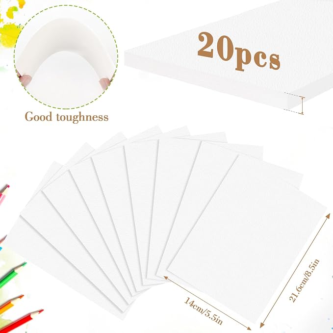 2 Pack Watercolor Paper Pad, 5.5x8.5 140lb/300g Water Color Paper, 20 Sheets Cold Press Drawing Painting Paper Sketchbook Notebook, Art Supplies for Watercolors Marker, Sketch Book for Kids Adults - Image 2