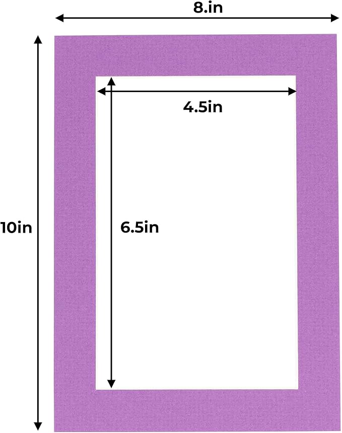 5x7 Mat for 8x10 Frame - Precut Mat Board Acid-Free Show Kit with Backing Board, and Clear Bags Dark Purple 5x7 Photo Matte Made to Fit a 8x10 Picture Frame Matboard for Framing, Pack of 1 Mat - Image 3