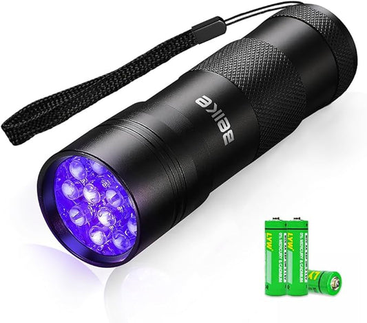 UV Flashlight Black Light–Small Portable Mini 12 LED Blacklight Flashlight for Hidden Stain Detection in Room, Resin Curing,Scorpion & Bed Bug Find,Pet Urine & Dry Stain Detection/Carpets/Rugs/Floors