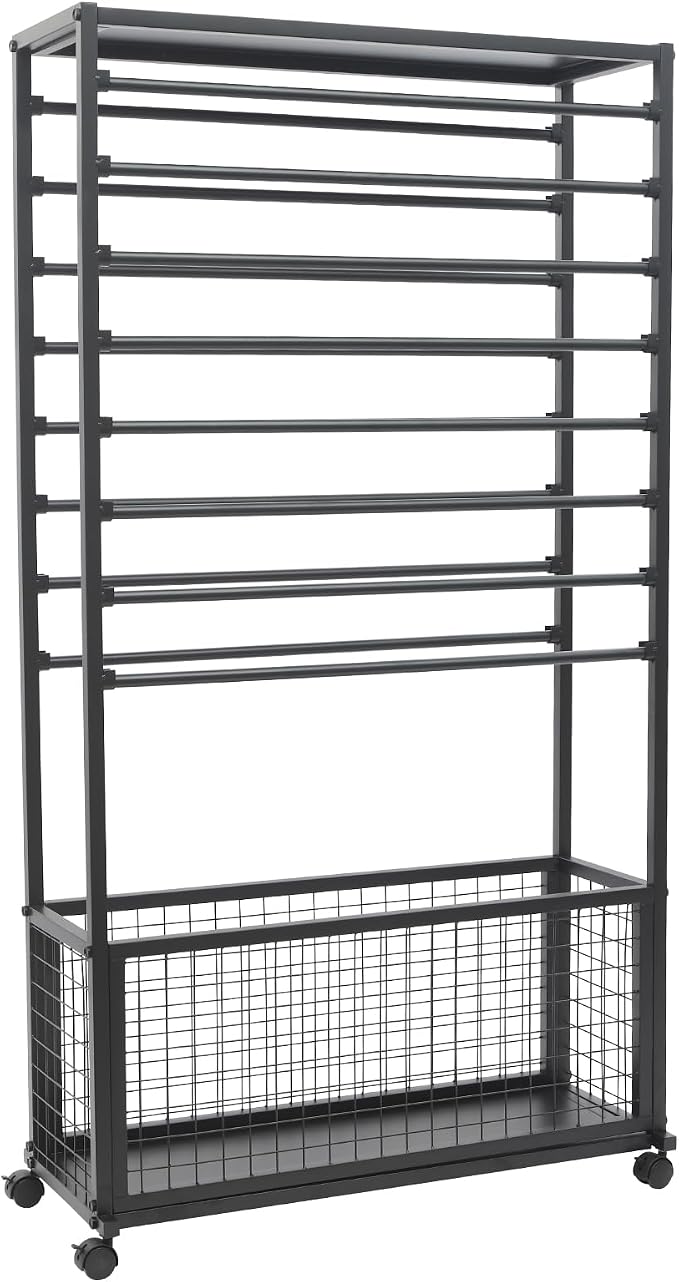 Ribbon Holder Organizer Rack, 16-Layer Ribbon Holder with Wheels | Double-Sided 16-Layer Ribbon Holder with Wheels, Wrapping Paper Ribbon Display Rack Storage Shelf for Craft Room - Image 8