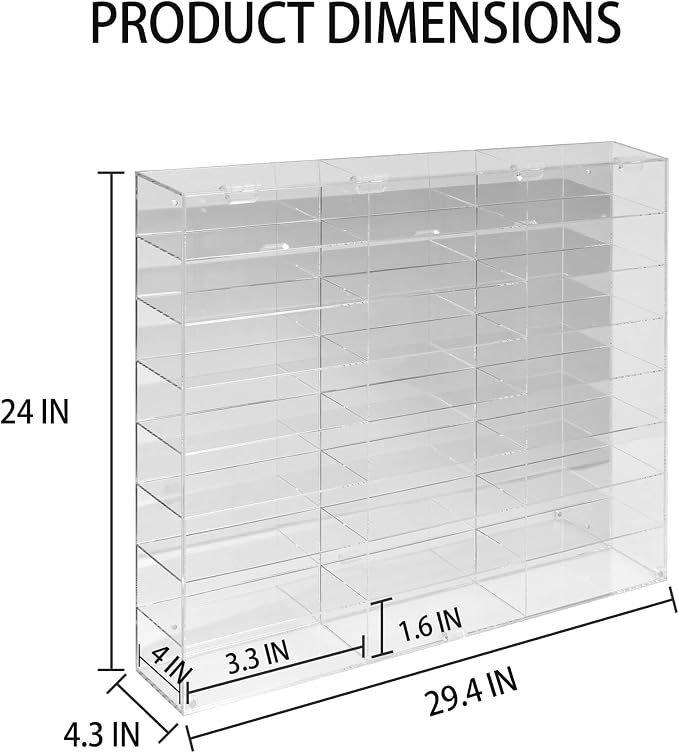 Clear Acrylic Display Case for 1:24 Scale Diecast Toy Model Cars Hot Small Toy Wheels Storage Showcase, 98% UV Protection, 4mm Thick Acrylic 24 Compartments, - Image 3