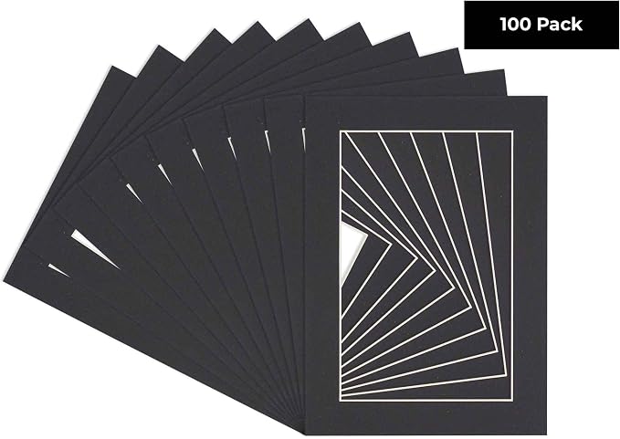 12x18 Mat for 16x20 Frame - Precut Mat Board Acid-Free Black 12x18 Photo Matte Made to Fit a 16x20 Picture Frame, Premium Matboard for Family Photos, Show Kits, Art, Picture Framing, Pack of 100 Mats - Image 3