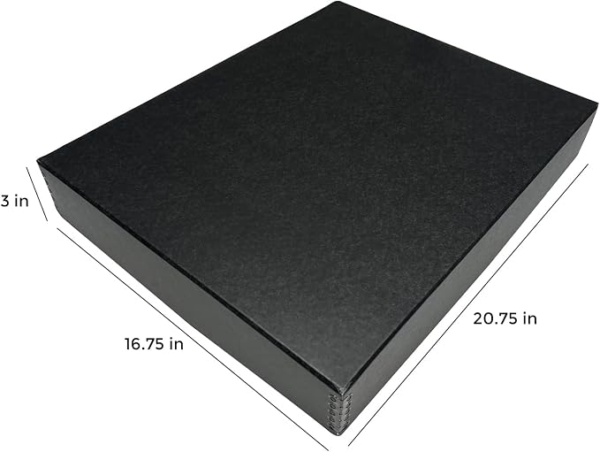Lineco Museum Archival Storage Box, Drop Front, 16.75x20.75x3 in, Black | Acid-Free with Metal Edge, Preserves Picture Longevity, Organize Photos, Newspapers, Prints, Documents, Crafts, DIY - Image 2