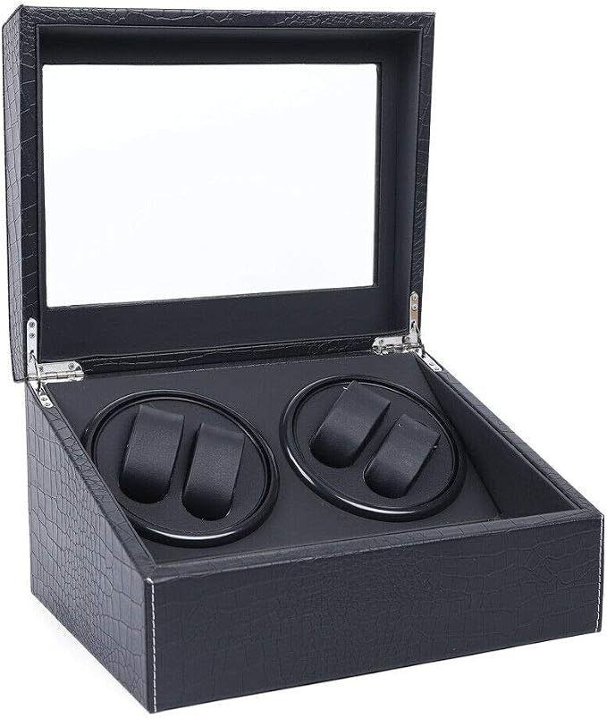Watch Box, Luxury Auto Rotation Watch Winder Box, 4+6 Watch Storage Display Case Box Holder for Men, Best Gift for Thanksgiving Day Christmas, Black by TBVECHI