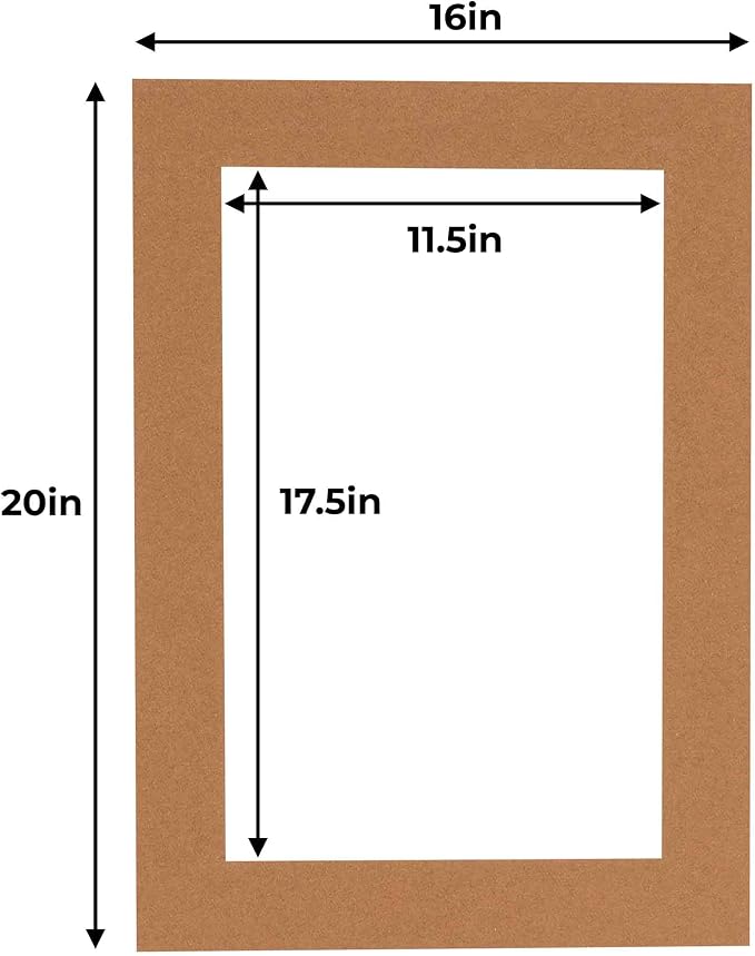 12x18 Mat for 16x20 Frame - Precut Mat Board Acid-Free Brown 12x18 Photo Matte Made to Fit a 16x20 Picture Frame, Premium Matboard for Family Photos, Show Kits, Art, Picture Framing, Pack of 10 Mats - Image 2