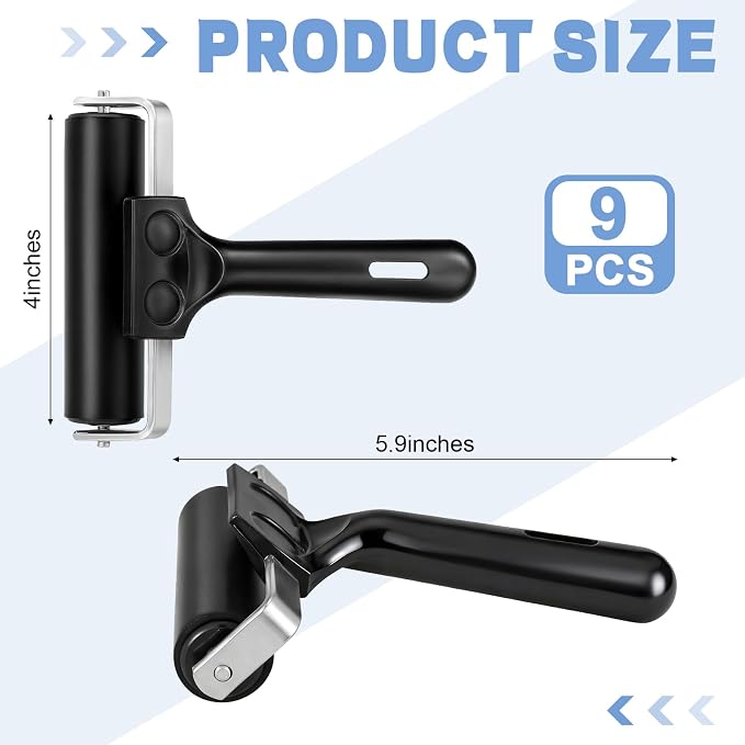 DERTE 6 Pack 4 Inch Rubber Brayer Roller Hard Rubber Rollers | for Crafting Printing Printmaking Wallpaper Inking Stamping Gluing - Image 3