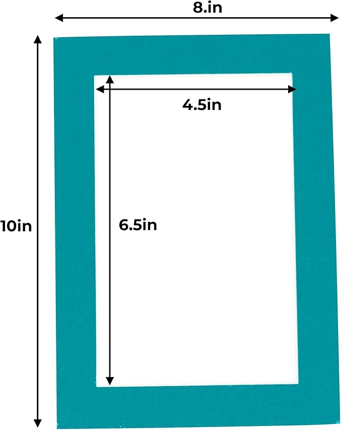 5x7 Mat for 8x10 Frame - Precut Mat Board Acid-Free Show Kit with Backing Board, and Clear Bags Teal Blue 5x7 Photo Matte Made to Fit a 8x10 Picture Frame Matboard for Framing, Pack of 1 Mat - Image 4