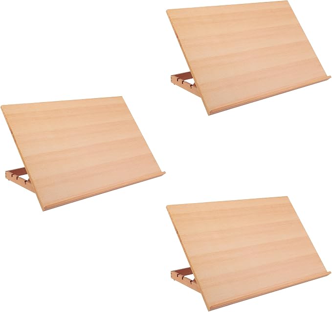 SoHo Urban Artist Extra Large 19.75" x 29.5" - 3 Pack - Adjustable Portable Drawing Board Stand Easel, 5 Positions, Natural Beechwood Finish by SoHo+Urban+Artist