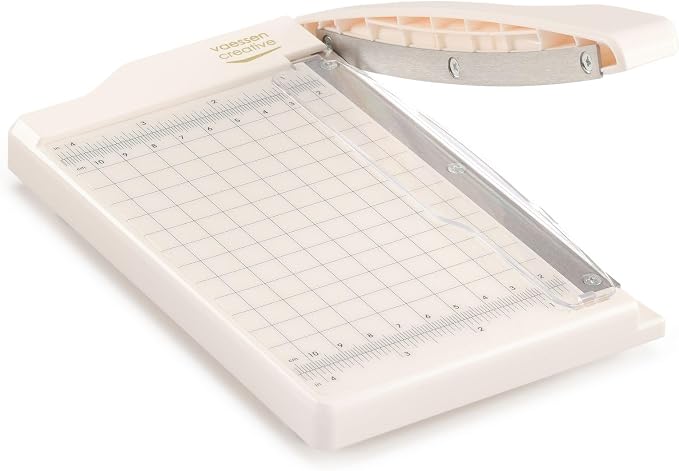 Vaessen Creative Trim Easy Mini Guillotine Cutter, 4 x 6 inches, Trimmer for Cutting Paper, Cardstock, Foam, Thin Felt, Cork Sheets and Other Craft Materials, 4 x 6, White/Pink - Image 2
