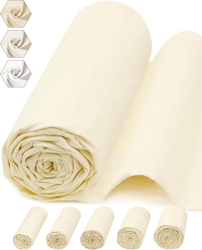 FIVEIZERO 100% Cotton Muslin Fabric by The Yard,63inch x 3 Yards Unbleached Natural Cotton Material–Medium Weight Beige Calico Fabric for Sewing,Quilting,Embroidery,Crafts & Apparel Projects | 63in x 3yd Muslin Cloth;Medium Weight Draping Fabrics for S... by FIVEIZERO