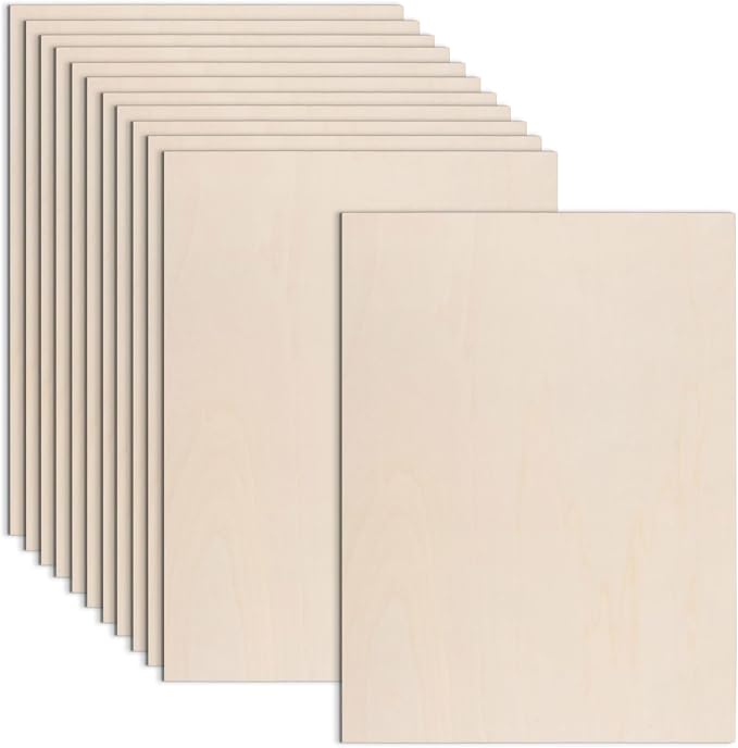 AWIZOM 12 Pack Basswood Sheets for Crafts-18 x 24 x 1/8 Inch- 3mm Thick Plywood Sheets with Smooth Surfaces Unfinished Wood Boards for Laser Cutting, Wood Burning, Architectural Models, Staining by AWIZOM