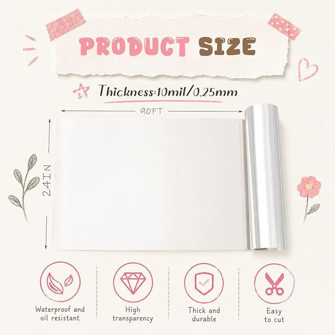 24" x 1080" Extra Large PET Film Roll, 10 Mil Transparent Clear Polyester Sheet, Flexible Plastic Blank Template Material for Stencils, Craft, Packaging, Display Cover, Picture Frames & DIY Project - Image 2