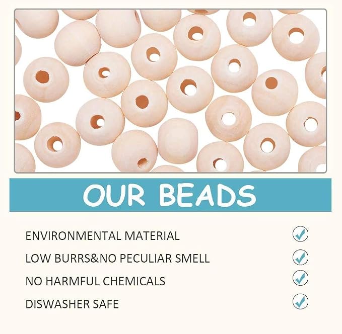 300Pcs Natural Wooden Beads DIY Unfinished Wood Ball Handmade Round Necklace for Making Jewelry Bracelet Crafts Decorations - Image 3