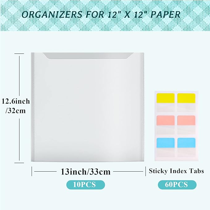 Caydo 36PCS Scrapbook Paper Storage Organizer for 12 x 12 Paper | Paper Storage with 100PCS Sticky Index Tabs Holds Scrapbooking, Cardstock, Vinyl Paper - Image 2