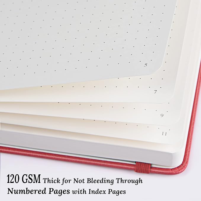 Hardcover Leather Dotted Journal Notebook, 120GSM Thick Paper,Numbered Page | 7 Pack Bullet Dot Grid Journal for Women Men, No Bleed Paper for Smooth Writing, Lay Flat, Durable for Daily Journaling, A5 - Image 3