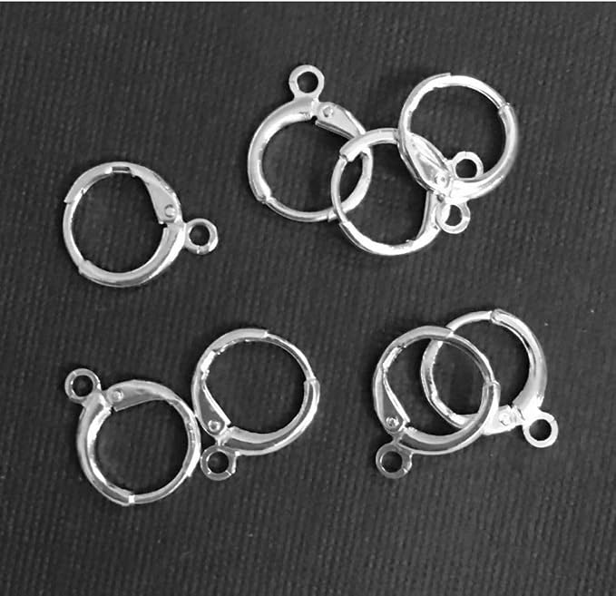 20pcs Adabele Tarnish Resistant Silver Round Huggie Earring Hooks 16mm | Sterling Silver Plated Hinged Hoop Ear Wire, Open Loops to Attach Charms Gemstones Dangles Craft Earrings Jewelry Making - Image 2