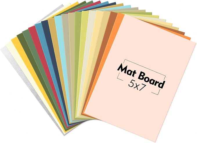 20 Pack 5x7 Uncut Matte Boards, Assorted Colors | Acid-free Backing Matt Boards, Ideal for Frames, Prints, Photos, Crafts by MatBoardCenter