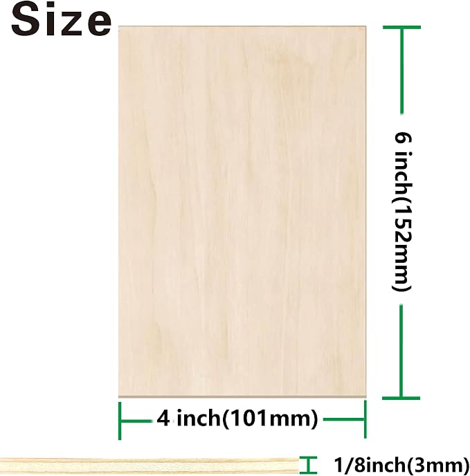 Basswood Sheets 24 Pack,4"x6"x1/8" Plywood Sheets,3mm Basswood for Laser Cutting,Laser Engraving Blanks,Drawing & Painting,Thin Natural Unfinished Wood for Crafts,Wood Burning,Scroll Saw Cutting - Image 2